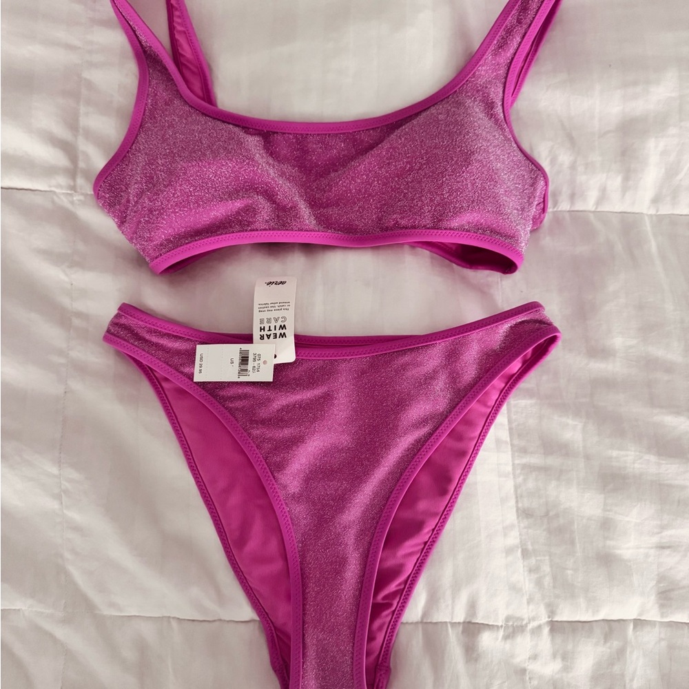 Aerie Glittery Pink Bikini Top